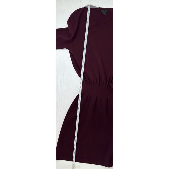 Theory Wool Sweater Dress Long Sleeve Knee Length Plum Purple Stretch Winter S - Picture 9 of 10